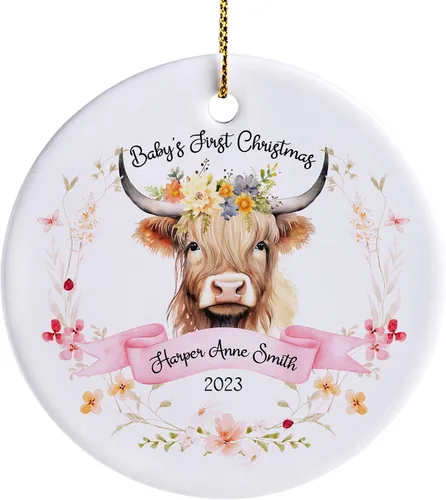 Vista 10 de Adorno personalizado para la primera Navidad del bebé 2023 para niña, adornos personalizados de la primera Navidad del bebé, regalos para bebé
