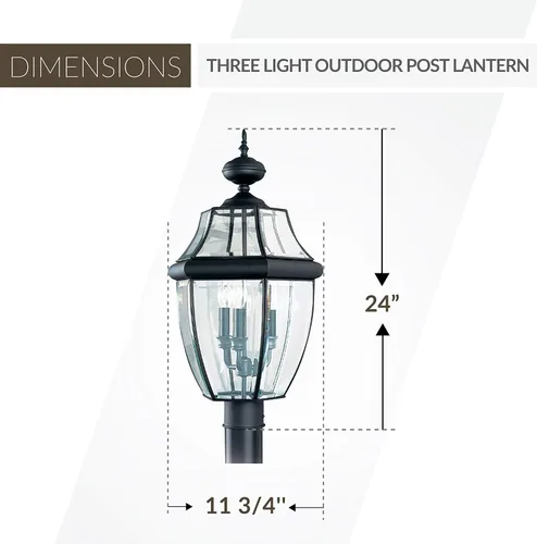 Vista 2 de Sea Gull Lighting 8239–12 Farol de poste para exteriores Lancaster, 24 pulgadas de altura, negro