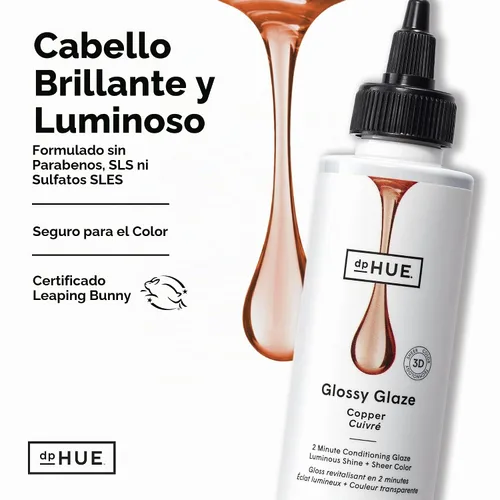 Vista 6 de dpHUE Glossy Glaze, Caramel - Brillo líquido para el cabello en la ducha para un brillo luminoso y un color transparente, sin parabenos, SLS y SLES