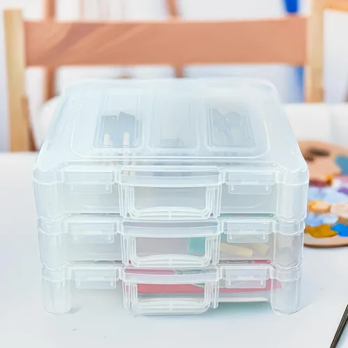 Vista 2 de ArtBin 6913ZZ Organizador portátil de arte y manualidades de 12 x 12 pulgadas con asa, paquete de 3, [3] cajas de almacenamiento de plástico