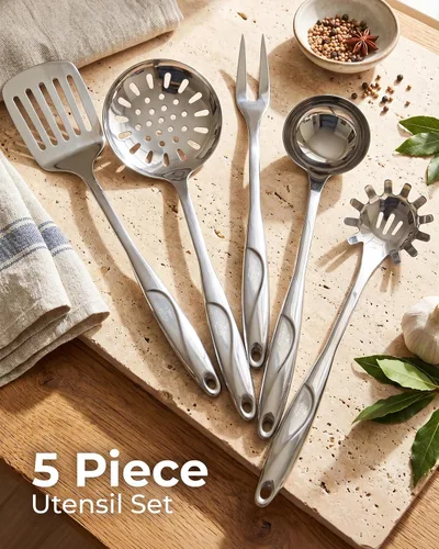 Vista 10 de Zulay Kitchen Juego de utensilios de cocina de acero inoxidable de 5 piezas
