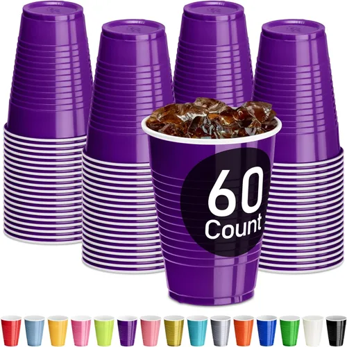 Vista 17 de DecorRack - Vasos desechables y reutilizables de 12 onzas para fiestas de cumpleaños, despedidas de soltera, campamentos, eventos en interiores y al