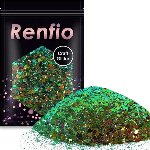 Vista 11 de Renfio Chameleon Purpurina Gruesa con Brillo, Juego de Purpurina de Resina de 16 Colores que Cambian de Color, Cada uno 10g/0.35oz, Copos