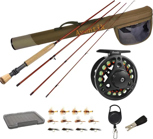 Vista 9 de Kit de Combo de Pesca con Mosca Extreme Aventik 0/1/2/3/4/5/6 Peso, Kit de Cañas de Pescar y Carrete de Mosca para Principiantes con Una Funda
