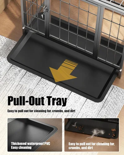 Vista 4 de Black 27 Inch Heavy Duty Large Dog Crate,Indestructible Dog Kennel Indoor