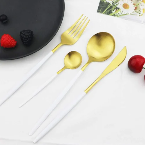 Vista 3 de JASHII Juego de cubiertos de acero inoxidable de 24 piezas, juego de cubiertos de servicio para 6, utensilios para cocina, aptos para lavavajillas