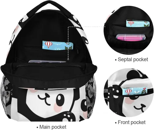 Vista 55 de ATTX Linda mochila con diseño de panda para niños y niñas, Panda-h, Ciclismo