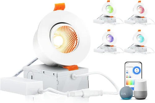 Vista 8 de CLOUDY BAY Luz empotrable LED inteligente de 4 pulgadas, iluminación empotrada que cambia de color, compatible con Alexa y Google Home Assistant