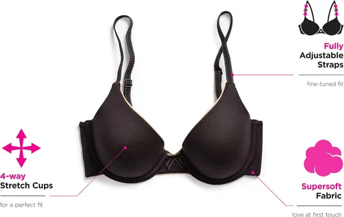 Vista 5 de Maidenform Comfort Devotion Demi - Brasier aterciopelado de cobertura completa, cómodo brasier con correas convertibles para todos los días