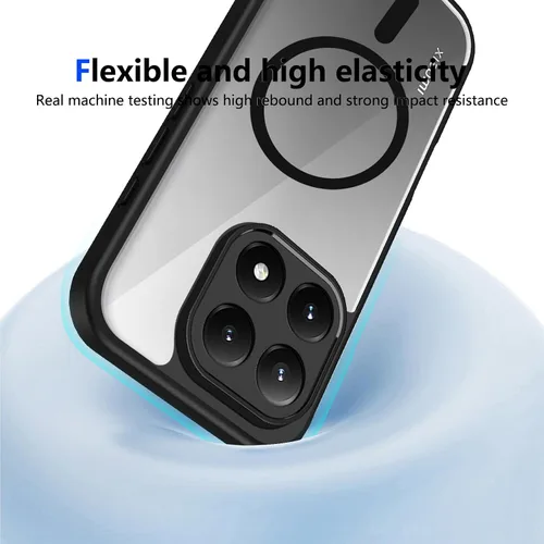 Vista 357 de Funda magnética transparente compatible con Xiaomi 17T, color negro 2 en 1 PC + TPU cubierta de teléfono a prueba de golpes, carcasa protectora