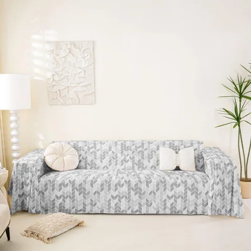 Vista 21 de Erosebridal Funda de sofá de lunares de 71 x 91 pulgadas, funda de sofá con lunares geométricos, funda de sofá moderna de estilo rústico con Blanco