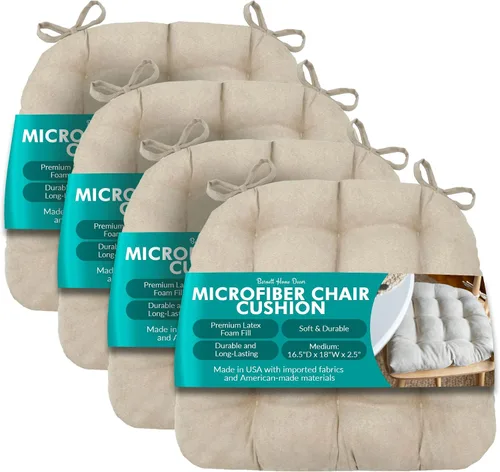 Vista 13 de Barnett Almohadilla para silla de comedor con lazos. Gamuza microfibra, microgamuza, reversible, relleno de espuma de látex, se puede lavar a Negro