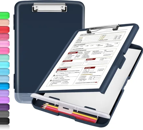 Vista 21 de Sooez - Sujetapapeles de documentos clínicos con almacenamiento, sujetapapeles de plástico resistente, de alta capacidad, con soporte para bolígrafo