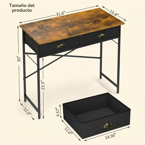 Vista 2 de DAOUTIME Escritorio pequeño para dormitorio de niños, escritorio de computadora de 31.5 pulgadas para espacios pequeños, escritorio simple con 2