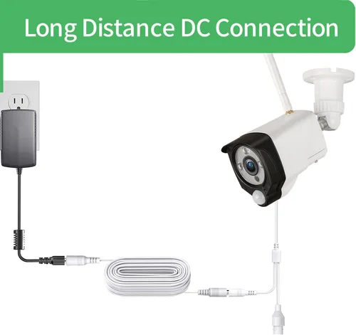 Vista 9 de Cable de extensión de alimentación de 33 pies 10 M CC 12 V para cámara de seguridad CCTV DVR independiente, cable de extensión de CC de 0.217 in x