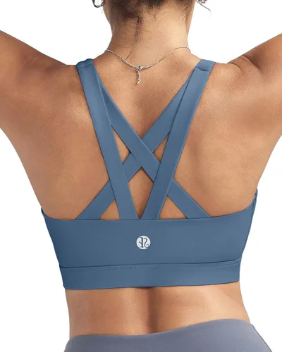 Vista 11 de RUNNING GIRL - Sujetadores deportivos para mujer, sujetadores deportivos con tiras acolchadas y espalda cruzada de apoyo medio con copas extraíbles