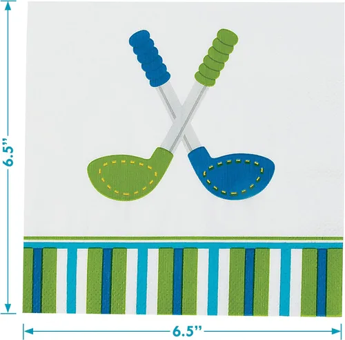 Vista 4 de Golf Par-Tee Pack - Platos de postre de papel, servilletas de almuerzo, tenedores y cubiertas de mesa (sirve 16)