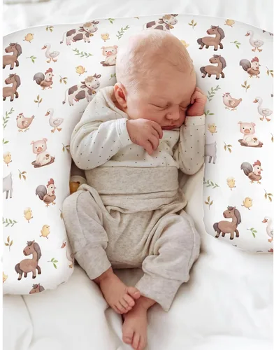 Vista 4 de Lindas fundas de almohada de lactancia de animales de granja para niños y niñas, vaca, gallo, cabra, pato, cerdo, funda de almohada de lactancia