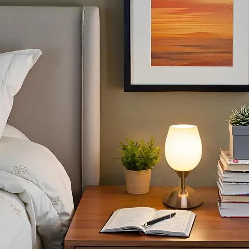 Vista 9 de Lámpara táctil pequeña para mesita de noche de dormitorio, lámparas de noche regulables de 3 vías, lámpara de escritorio de vidrio opal, base