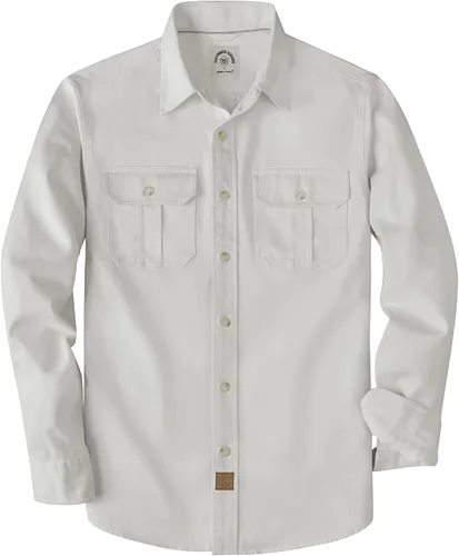 Vista 12 de Dubinik® Camisa de manga larga con botones para hombre, estilo casual, de trabajo, con dos bolsillos, de algodón, ajuste regular, vintage