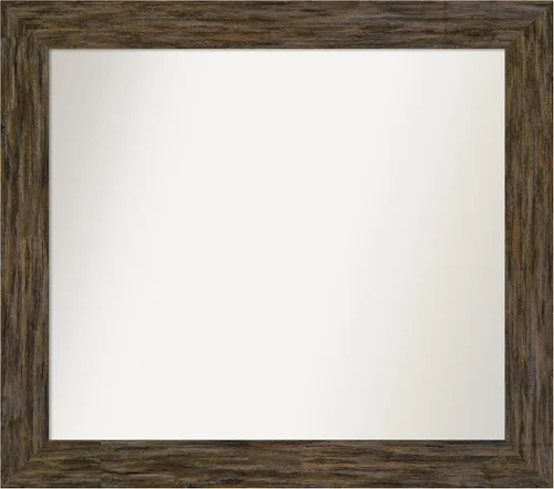 Vista 66 de Amanti Art Espejo personalizado, espejo de baño marrón Fencepost, espejo de pared o espejo de tocador de baño sobre el fregadero (27 x 27 pulgadas)
