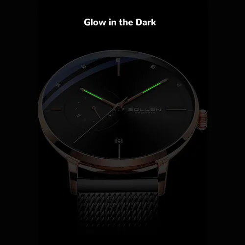 Vista 6 de SOLLEN Automatic Watches for Men, Black Mechanical Watches Men, Classic Mens Minimalist Watch for Business, Casual Dress Watch