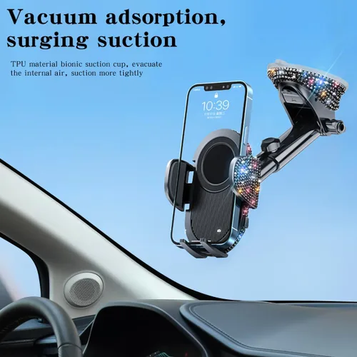Vista 3 de Soporte brillante para teléfono celular para mujeres [potente succión] [estabilidad de grado de carreras de rallyes] Soporte brillante para teléfono