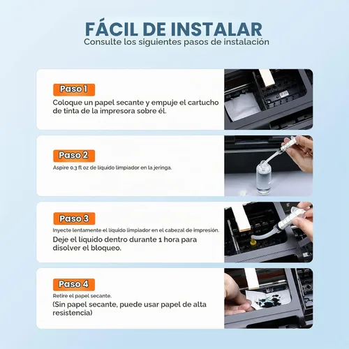 Vista 6 de E-Z Ink Kit de limpieza de impresora para impresoras Epson/HP/Canon/Brother, 100ML Printer Head Cleaning kit for Epson/HP/Canon/Brother Inkjet