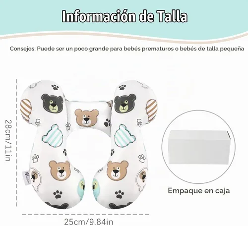 Vista 6 de vocheer Almohada para el cuello del bebé para asiento de automóvil, soporte Oso