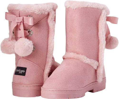 Vista 5 de bebe Girls Fur Trim Winter Boots with Back Lace Pom-Poms (ToddlerLittle GirlBig Girl)