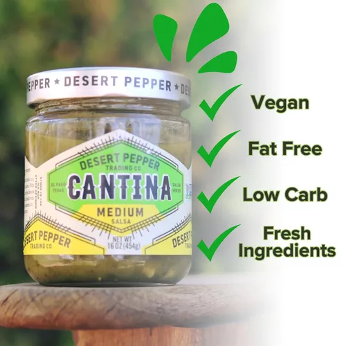 Vista 2 de Desert Pepper Trading Company Cantina Salsa, verde medio, 16 onzas