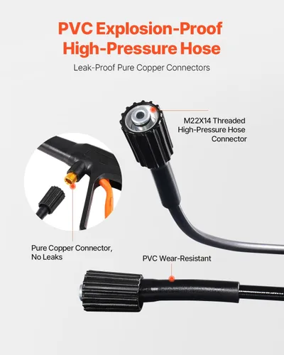 Vista 5 de VEVOR Lavadora a presión eléctrica, máximo 4200 PSI 2.8 GPM, limpiador de alta potencia con cañón de espuma y 4 boquillas para calzadas