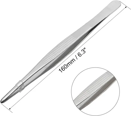 Vista 2 de uxcell 1 pinza recta de acero inoxidable 430 de 6.3 pulgadas con punta dentada, herramienta de jardín diaria