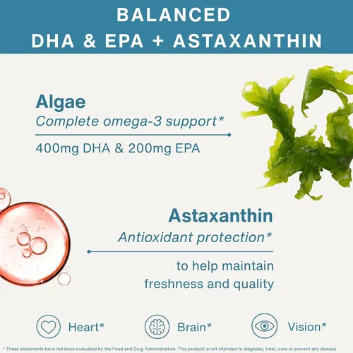 Vista 2 de Igennus - Aceite de algas vegano Omega-3, certificado por la IAOS, 400 mg de DHA y 200 mg de EPA por porción, forma de triglicéridos, apoya la salud