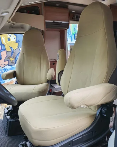 Vista 2 de BREMER SITZBEZÜGE Dimension Pilot Seat Covers Compatible with Motorhome Camper Ducato Driver & Passenger 822 Protective Cover Set in Grey 822 Grey