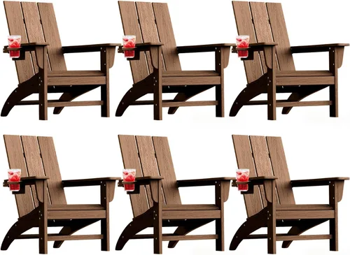 Vista 9 de Silla Adirondack moderna, sillas de patio de plástico HDPE para todo tipo de clima, silla para hoguera, sillas de césped al aire libre para terraza