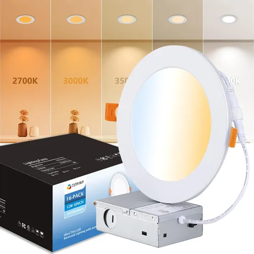 Vista 11 de CycevSun Luces empotrables LED de 4 pulgadas, sin lata, regulables y 5 CCT seleccionables, techo de oblea ultrafina, para exteriores e interiores, 9