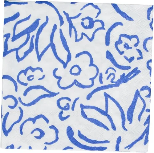 Vista 4 de Caspari Servilletas de cóctel de papel Matisse en color azul, 20 por paquete