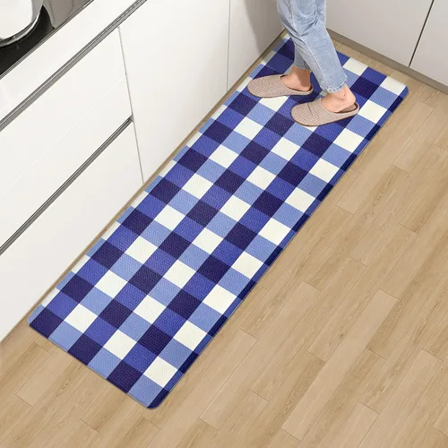 Vista 12 de Tapete Largo de Cocina y Alfombra Tapetes Antifatiga para Piso de Cocina Corredor 17.3''x71'' Negro Rojo Buffalo a Cuadros Corredor Alfombra