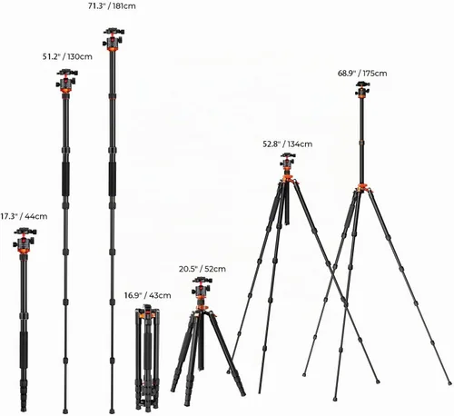 Vista 6 de K&F CONCEPT - Trípode para cámara de 68 pulgadas con monopie