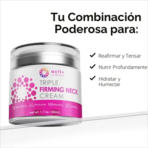 Vista 2 de ACTIVSCIENCE Crema reafirmante para el cuello - Hidratante facial antienvejecimiento natural con retinol, colágeno y ácido hialurónico - Crema