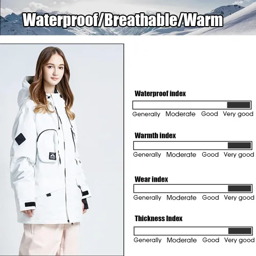 Vista 3 de Chaqueta de esquí impermeable para mujer, abrigo de nieve cálido de invierno, chaqueta de snowboard con capucha