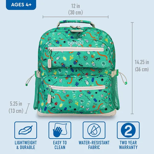Vista 4 de Bentgo Mochila para niños - Mochila ligera y duradera de 14 pulgadas, Bug Buddies, Mochilas de viaje