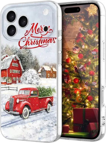 Vista 16 de Newseego Funda de Navidad para iPhone 13, Serie Linda a Prueba de Golpes Anti-Amarillo PC Duro + Parachoques TPU Cubierta Protectora para Mujeres