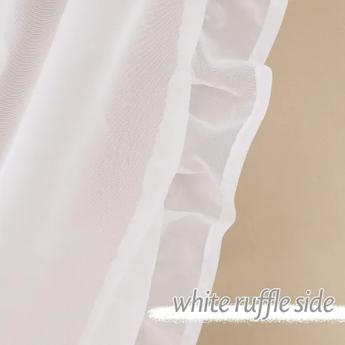 Vista 7 de PONY DANCE Cortinas con Volantes de Doble Capa con Superposición Transparente, Decoración Elegante para Ventanas de Diseño Rústico Francés de Campo