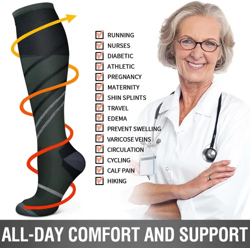 Vista 214 de Bluemaple 6 Pack Copper Compression Socks for Women and Men Circulation-Best Support for Medical, Running,Nursing,Athletic