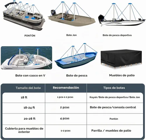 Vista 8 de Paquete de 2 postes de soporte de acero para cubierta de barco con sistema ajustable a 17", 30", 42" o 55" Azul