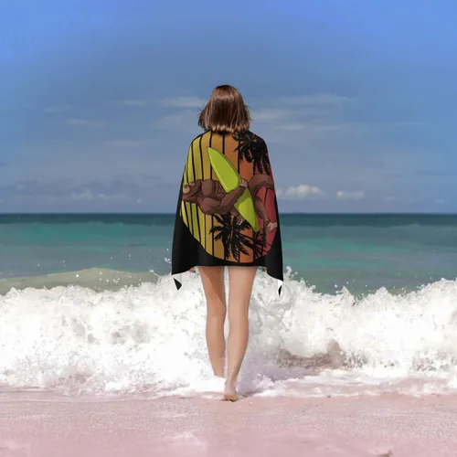Vista 8 de Bigfoot Holding a Surf Board - Toalla de playa de microfibra de 32 x 52 pulgadas, toallas de baño grandes para niños y adultos, toalla absorbente
