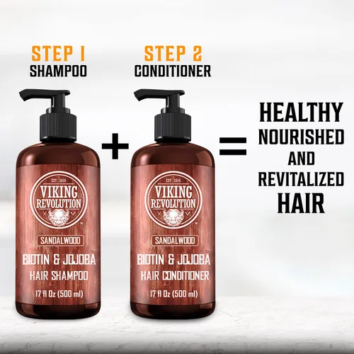 Vista 6 de Viking Revolution - Acondicionador de sándalo con biotina y aceite de jojoba - Acondicionador para hombres, acondicionador natural para cabello