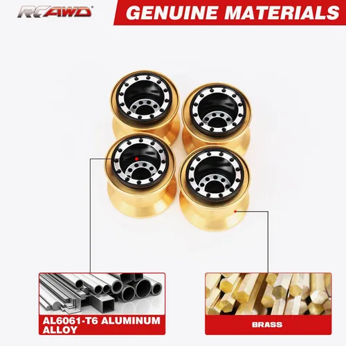 Vista 7 de RCAWD 1.0 Beadlock llantas de latón 4 piezas 1.0 Plus ruedas diseño único para 1/18 1/24 RC Crawler TRX4M AXI24 SCX24 FCX24 FCX24 mejoras, 1.69